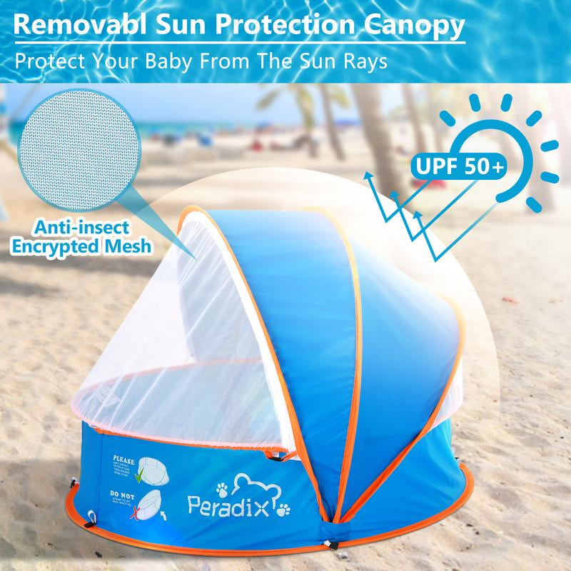 Peradix Baby Beach Tent, Paddling Pool for Kids & Pets Infant Ball Pit Tent, Toddler Wading Pool UV Sun Shelter Canopy with Mosquito Net, Portable Pop up Tent Summer Beach Toys for Child
