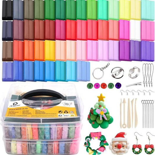 【GIFT Set】Artecho Polymer Clay, Modeling Kit with Clay Sculpting Tools and Accessories for DIY Crafts, Jewelry Design, and Art Sculpture