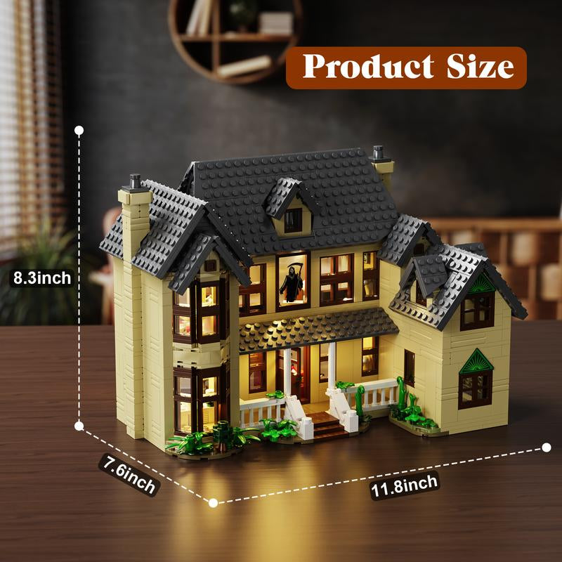 Screaming House Building Blocks Set with Electric Light Effects, Perfect for Halloween Decoration, Kids’ Creative DIY Toy and Seasonal Fun
