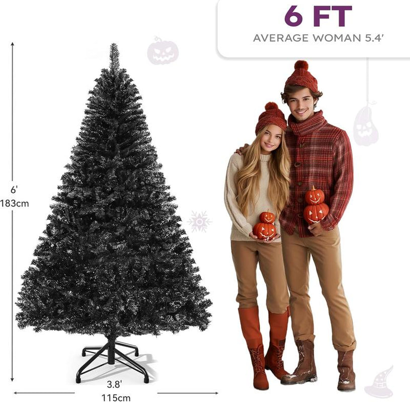 YITAHOME 6/7.5/9 Ft Prelit Snow Flocked/Pine Cones/White/Black/Green Artificial Full Christmas Tree, Christmas Pine Tree with Foldable Base for Home, Party Decoration