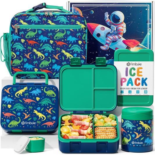 Fimibuke Bento Lunch Box with Thermos 32Oz Snack Lunch Container with 3 Compartments, Insulated Lunch Bag, 12Oz Leakproof Food Jar, and Ice Pack — Ideal for Daycare, School, or On-The-Go Meals Dealsforyoudays
