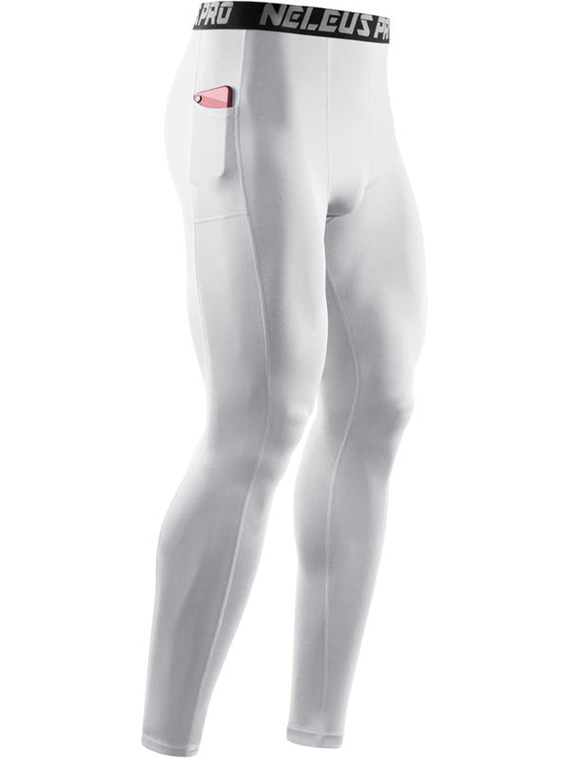 NELEUS Men'S Dry Fit Compression Baselayer Pants Running Tights Leggings with Phone Pocket