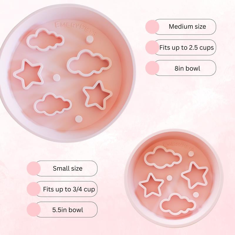 Emerypets Star + Cloud Slow Feeder Bowl - Premium Quality Slow Feeder Bowl for Mental Stimulation & Digestion Support