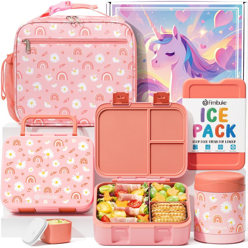 Fimibuke Bento Lunch Box with Thermos 32Oz Snack Lunch Container with 3 Compartments, Insulated Lunch Bag, 12Oz Leakproof Food Jar, and Ice Pack — Ideal for Daycare, School, or On-The-Go Meals Dealsforyoudays