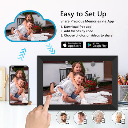Digital Picture Frame Wifi, 10.1 Inch Wifi Digital Photo Frame with Full HD Touch Screen, 32GB Storage Auto-Rotate Wall Mountable Easy Share Photos or Videos via Free App from Anywhere Best Gift